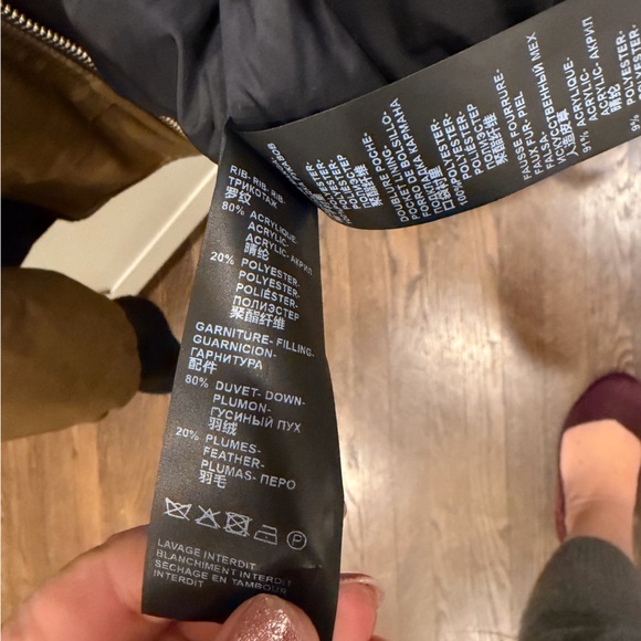 NWT The Kooples Brown Bomber puffer Jacket with Fur Hood - Real GOOSE DOWN - Picture 3 of 5